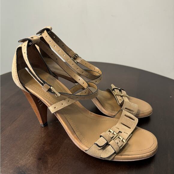 Tod's Suede Buckle Strap Heeled Sandals - Size 38 - Picture 8 of 9